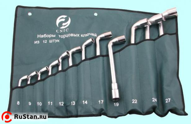 Набор ключей Торцевых коленчатых 2-х сторонних из 12-ти шт. 8-27мм хром, в сумке "CNIC" фото №1
