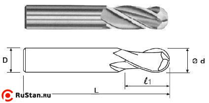Фреза Концевая радиусная d18х40х102 ц/х ВК8 Z=4 R-9,0 фото №1