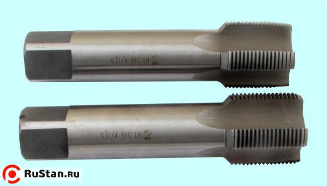 Метчик G 1 1/8" 9ХС трубный цилиндрический, ручной комплект из 2-х шт. (11 ниток/дюйм) левый ГОСТ 3266 "CNIC" фото №1