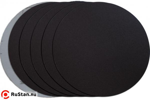 Диск шлифовальный на велкро основе P80, 300мм / без отв., черный, 5 шт. фото №1