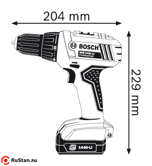 Размеры Bosch GSR 1440-LI фото №2 Bosch GSR 1440-LI Professional фото №2