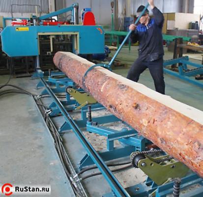 Вывешенное на цепях бревно легко кантуется одним оператором с помощью универсального крючкового захвата. фото №10 Авангард-ЛП-80 S.E.N. с механизированными направляющими фото №10