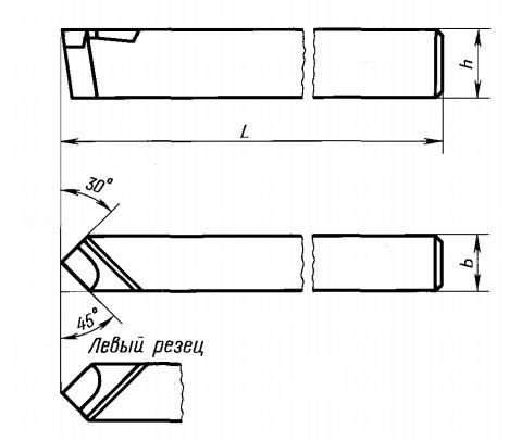 Токарный проходной упорный резец имеет главный угол в плане
